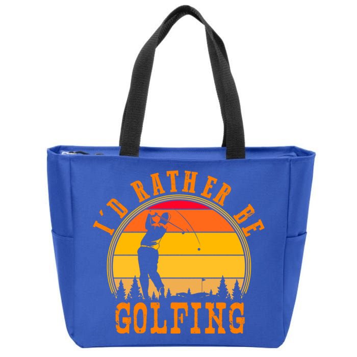 Id Rather Be Golfing Vintage Retro Style Golf Lovers Cute Gift Zip Tote Bag