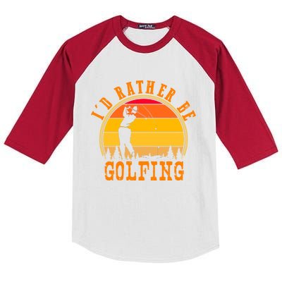 Id Rather Be Golfing Vintage Retro Style Golf Lovers Cute Gift Kids Colorblock Raglan Jersey