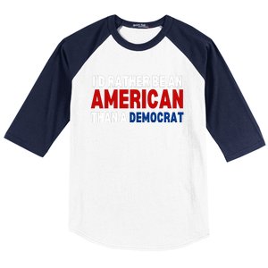 Id Rather Be An American Than A Democrat Trump 2024 Baseball Sleeve Shirt