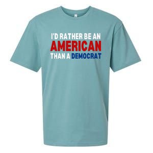 Id Rather Be An American Than A Democrat Trump 2024 Sueded Cloud Jersey T-Shirt