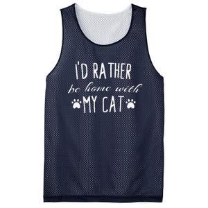 Id Rather Be Home With My Cat Funny Cats Humor Tee Mesh Reversible Basketball Jersey Tank