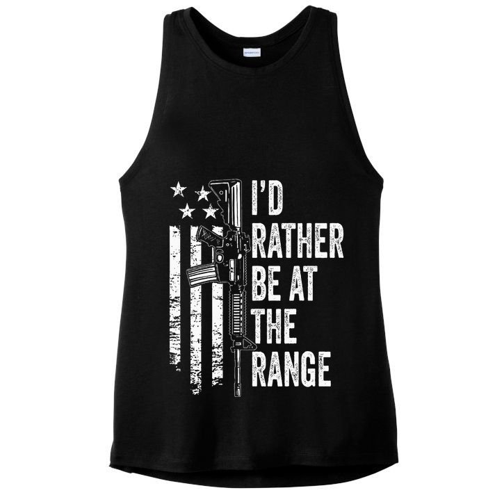 ID Rather Be At The Gun Range Usa Flag Funny Guns Joke Ladies PosiCharge Tri-Blend Wicking Tank