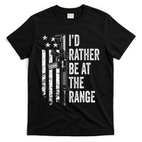 ID Rather Be At The Gun Range Usa Flag Funny Guns Joke T-Shirt