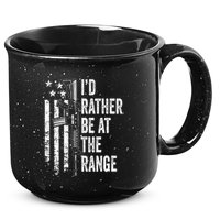 ID Rather Be At The Gun Range Usa Flag Funny Guns Joke 15oz Campfire Ceramic Mug