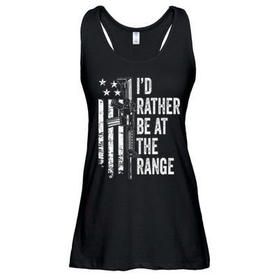 ID Rather Be At The Gun Range Usa Flag Funny Guns Joke Ladies Essential Flowy Tank