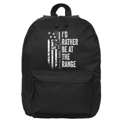 ID Rather Be At The Gun Range Usa Flag Funny Guns Joke 16 in Basic Backpack