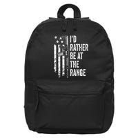 ID Rather Be At The Gun Range Usa Flag Funny Guns Joke 16 in Basic Backpack