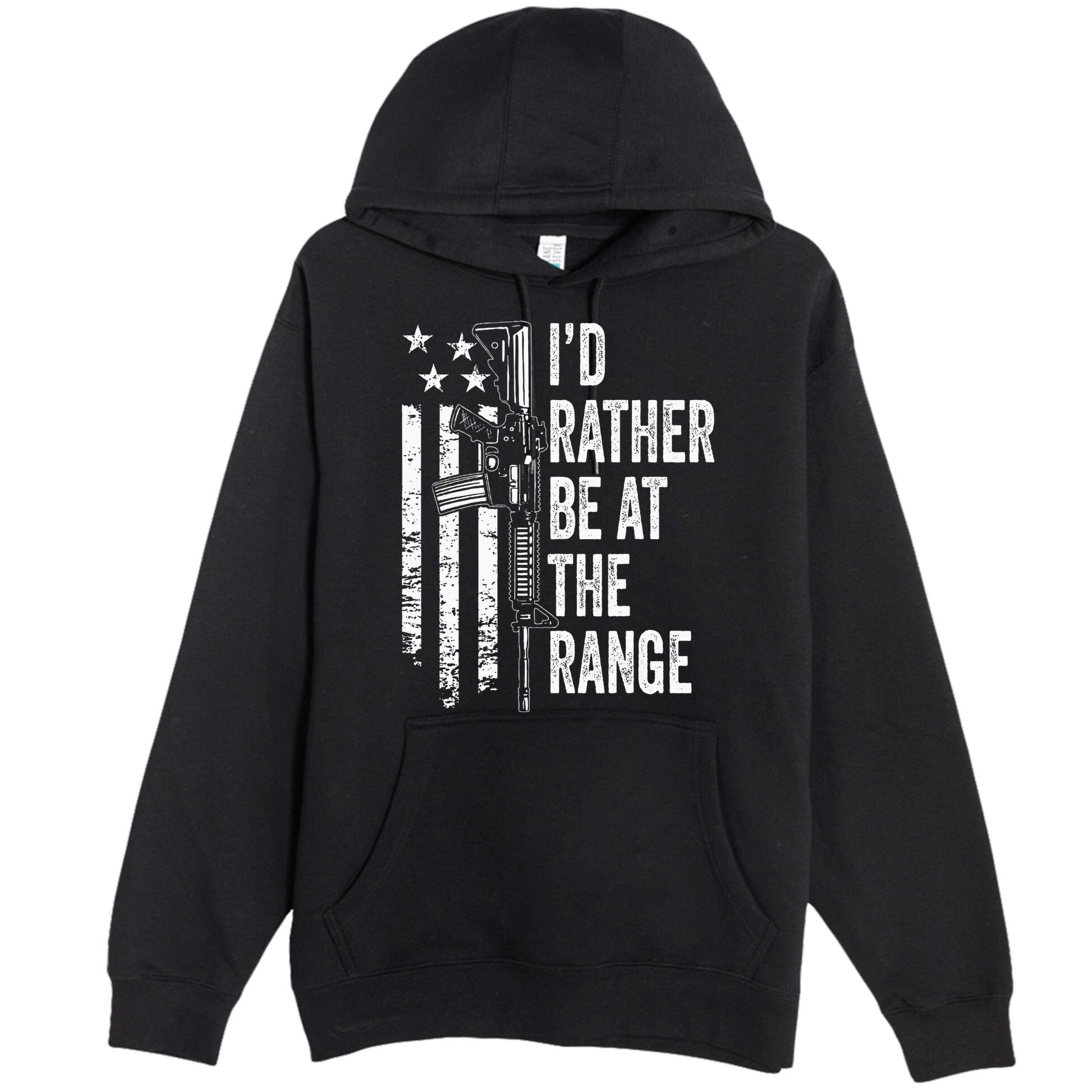 ID Rather Be At The Gun Range Usa Flag Funny Guns Joke Premium Pullover Hoodie