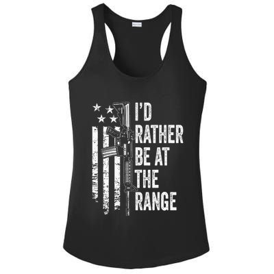 ID Rather Be At The Gun Range Usa Flag Funny Guns Joke Ladies PosiCharge Competitor Racerback Tank