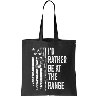 ID Rather Be At The Gun Range Usa Flag Funny Guns Joke Bag