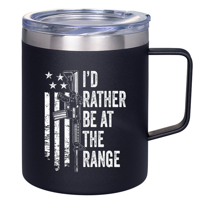 ID Rather Be At The Gun Range Usa Flag Funny Guns Joke 12oz Stainless Steel Coffee Mug