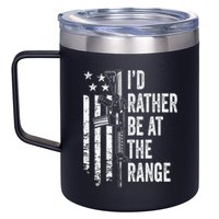 ID Rather Be At The Gun Range Usa Flag Funny Guns Joke 12oz Stainless Steel Coffee Mug