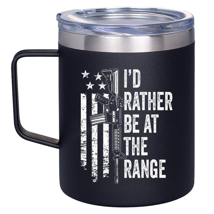ID Rather Be At The Gun Range Usa Flag Funny Guns Joke 12oz Stainless Steel Coffee Mug