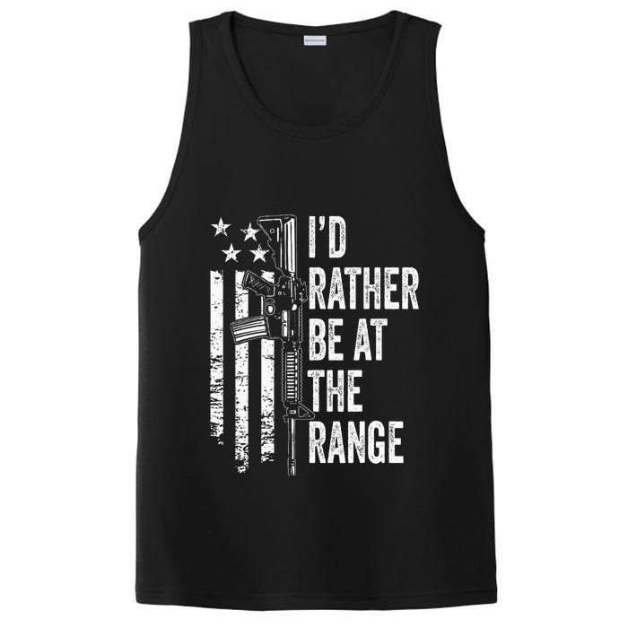 ID Rather Be At The Gun Range Usa Flag Funny Guns Joke PosiCharge Competitor Tank