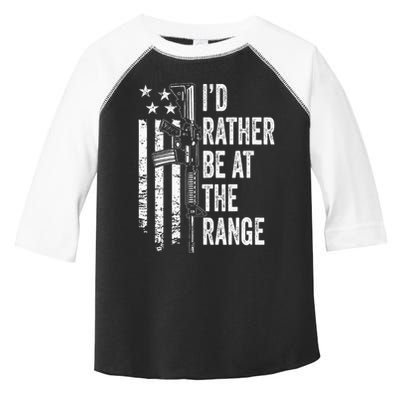 ID Rather Be At The Gun Range Usa Flag Funny Guns Joke Toddler Fine Jersey T-Shirt