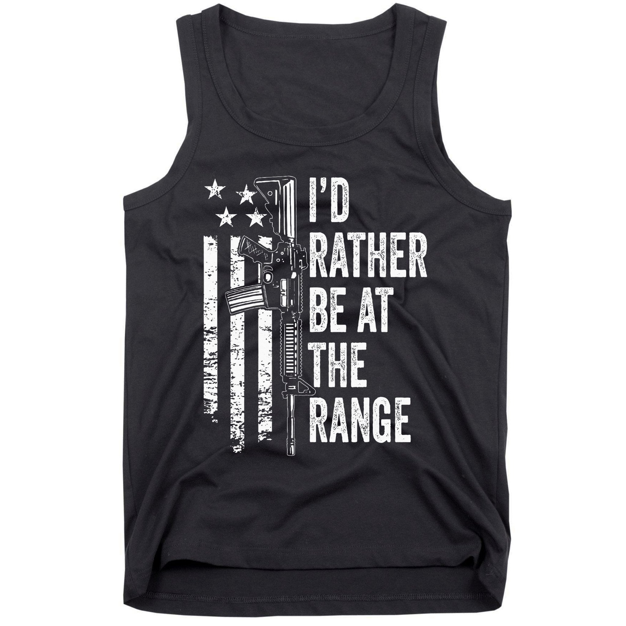 ID Rather Be At The Gun Range Usa Flag Funny Guns Joke Tank Top