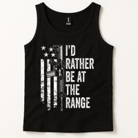 ID Rather Be At The Gun Range Usa Flag Funny Guns Joke Tank Top