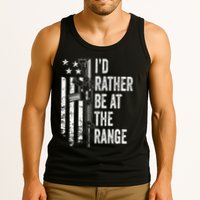 ID Rather Be At The Gun Range Usa Flag Funny Guns Joke Tank Top