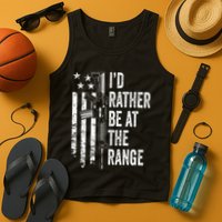 ID Rather Be At The Gun Range Usa Flag Funny Guns Joke Tank Top