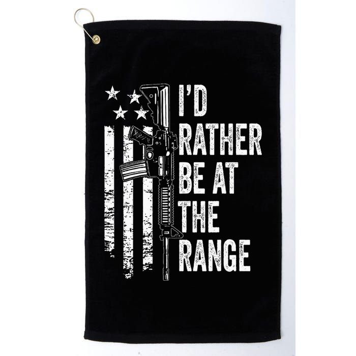 ID Rather Be At The Gun Range Usa Flag Funny Guns Joke Golf Towel