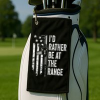 ID Rather Be At The Gun Range Usa Flag Funny Guns Joke Golf Towel