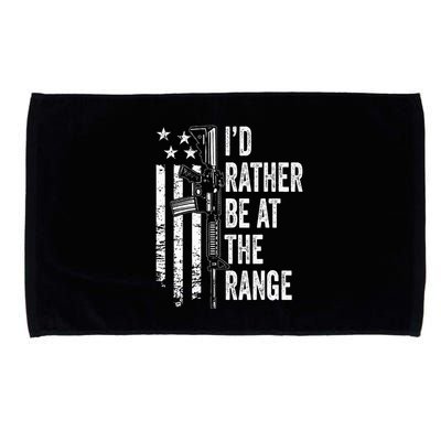 ID Rather Be At The Gun Range Usa Flag Funny Guns Joke Microfiber Hand Towel