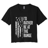 ID Rather Be At The Gun Range Usa Flag Funny Guns Joke Crop Top