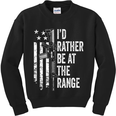 ID Rather Be At The Gun Range Usa Flag Funny Guns Joke Kids Sweatshirt