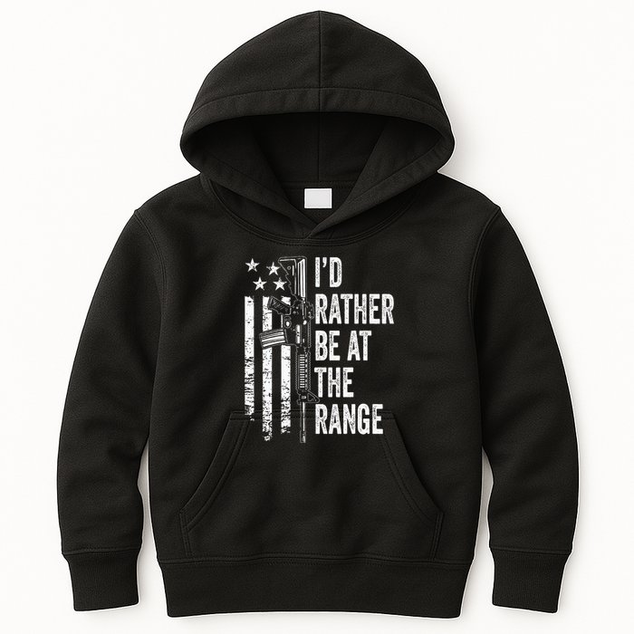 ID Rather Be At The Gun Range Usa Flag Funny Guns Joke Kids Hoodie