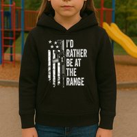 ID Rather Be At The Gun Range Usa Flag Funny Guns Joke Kids Hoodie