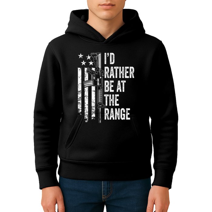 ID Rather Be At The Gun Range Usa Flag Funny Guns Joke Kids Hoodie