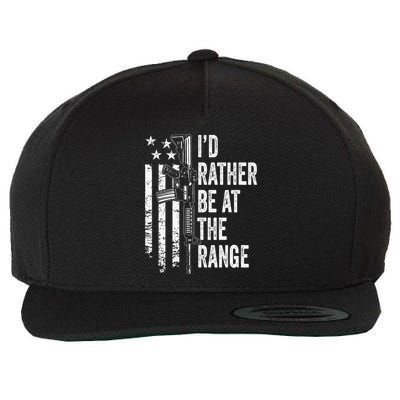 ID Rather Be At The Gun Range Usa Flag Funny Guns Joke Wool Snapback Cap