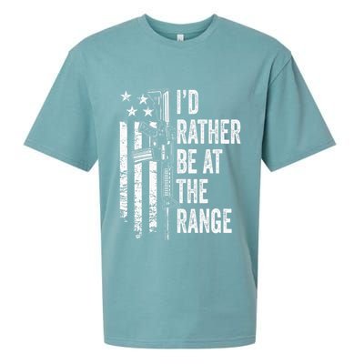 ID Rather Be At The Gun Range Usa Flag Funny Guns Joke Sueded Cloud Jersey T-Shirt