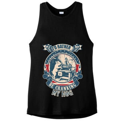 ID Rather Be Cranking My Hog Ladies PosiCharge Tri-Blend Wicking Tank