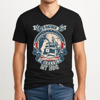 ID Rather Be Cranking My Hog V-Neck T-Shirt
