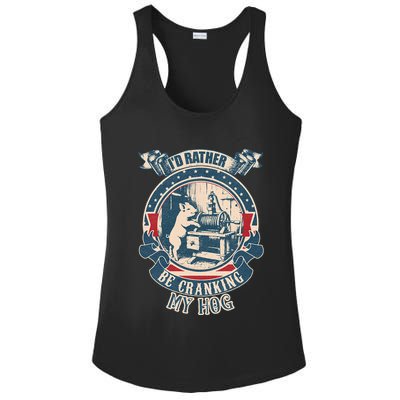 ID Rather Be Cranking My Hog Ladies PosiCharge Competitor Racerback Tank
