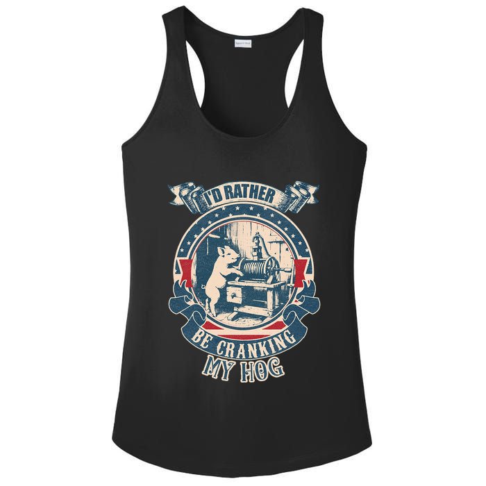 ID Rather Be Cranking My Hog Ladies PosiCharge Competitor Racerback Tank