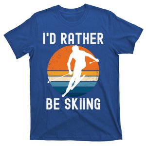 Id Rather Be Skiing Retro Sunset Skier Funny Gift T-Shirt