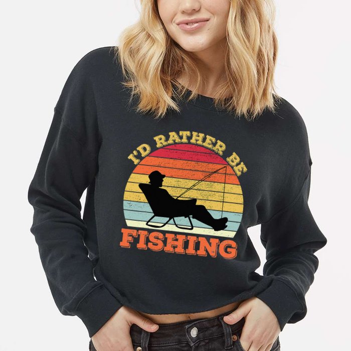 I'd Rather Be Fishing Cropped Pullover Crew