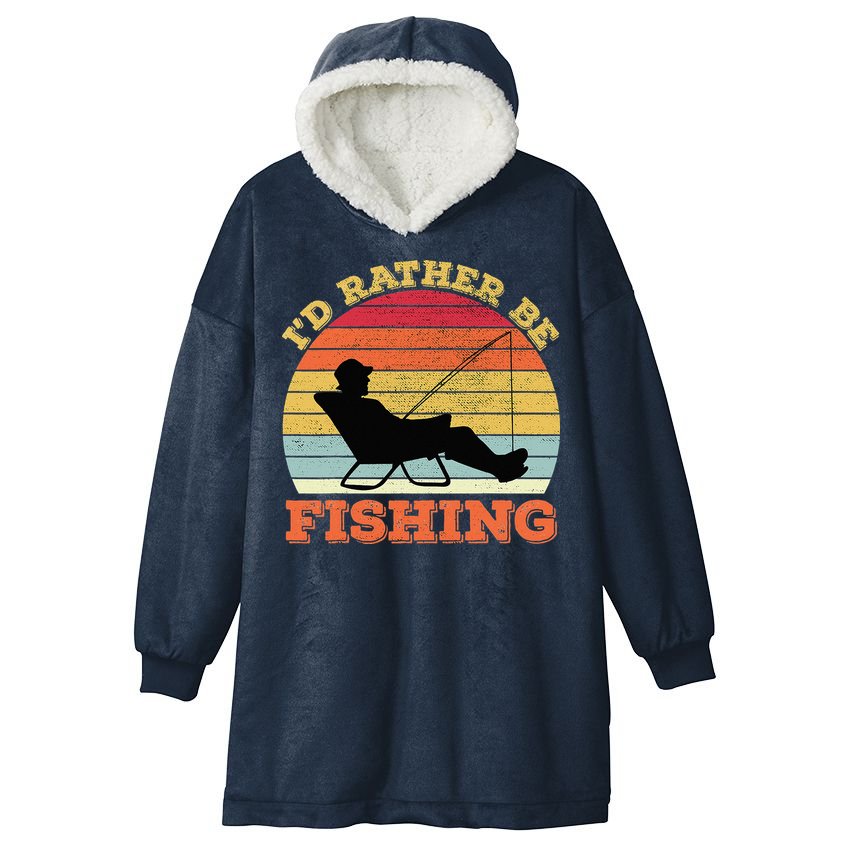 I'd Rather Be Fishing Hooded Wearable Blanket