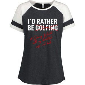 Id Rather Be Not Golfing Enza Ladies Jersey Colorblock Tee