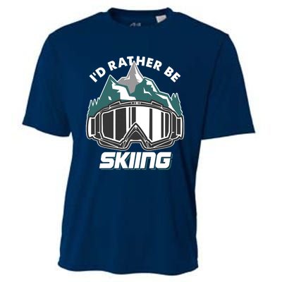 I'd Rather Be Skiing Ski Goggle Snow Skier Winter Sports Premium Cooling Performance Crew T-Shirt