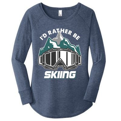 I'd Rather Be Skiing Ski Goggle Snow Skier Winter Sports Premium Women's Perfect Tri Tunic Long Sleeve Shirt