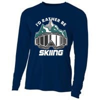 I'd Rather Be Skiing Ski Goggle Snow Skier Winter Sports Premium Cooling Performance Long Sleeve Crew