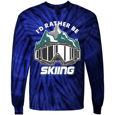 I'd Rather Be Skiing Ski Goggle Snow Skier Winter Sports Premium Tie-Dye Long Sleeve Shirt