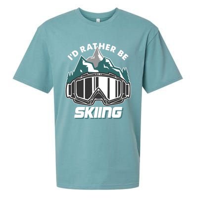 I'd Rather Be Skiing Ski Goggle Snow Skier Winter Sports Premium Sueded Cloud Jersey T-Shirt