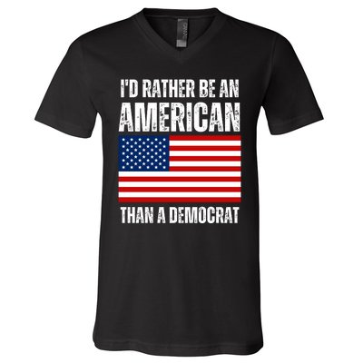 Id Rather Be An American Than A Democrat V-Neck T-Shirt