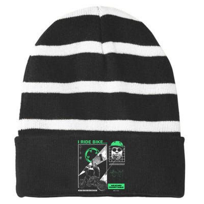 I Ride Bike Kingcobrajfs Striped Beanie with Solid Band