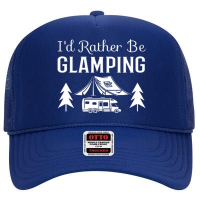 ID Rather Be Glamping High Crown Mesh Back Trucker Hat