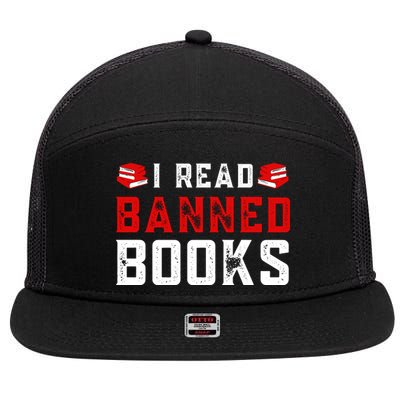 I Read Banned Books Im With The Banned Vintage Retro 7 Panel Mesh Trucker Snapback Hat
